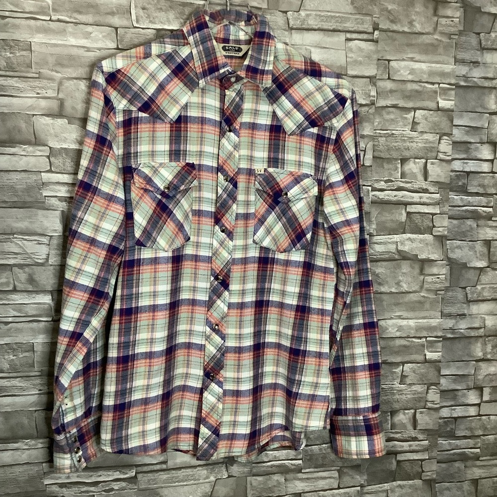 Salt Lake High Noon Flannel Plaid button down Shirt S (W814)
